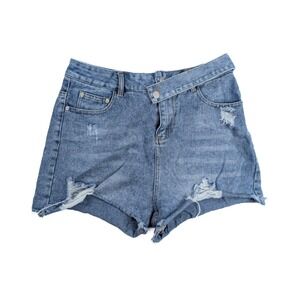 Cloud Ten Distressed Blue Wash Denim Raw Hem Shorts Women's Size Small / 27